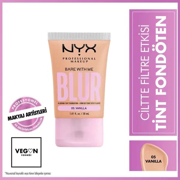 NYX كريم أساس بلور تينت سكين فيلتر إيفكت من نيكس بروفيشنال ميك أب، لون 05 فانيليا