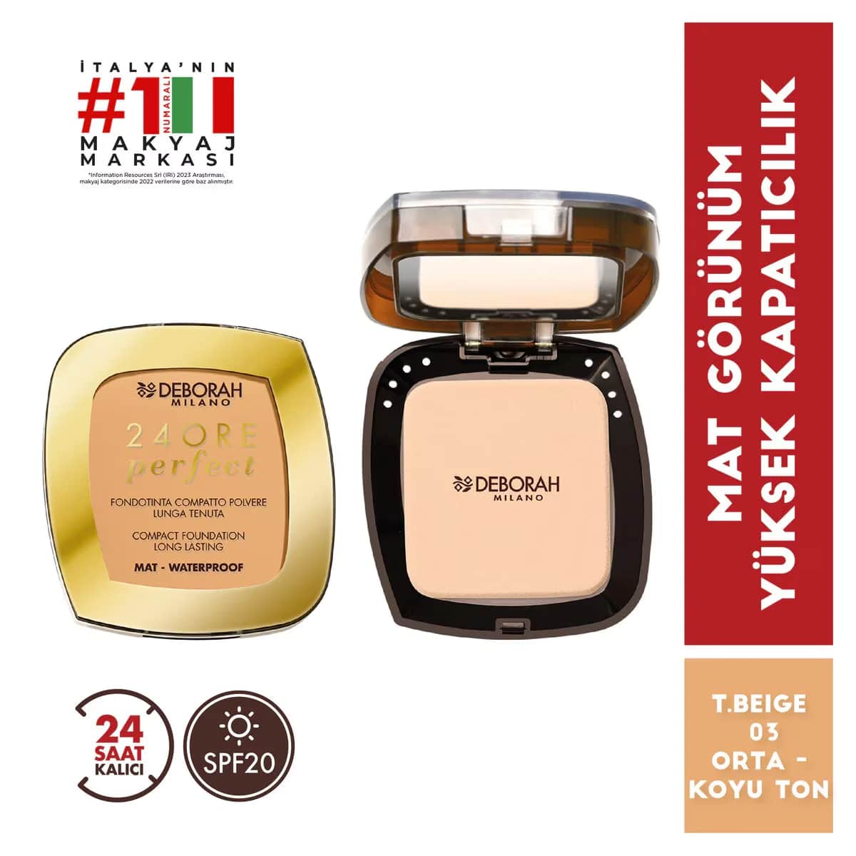 ف foundation ديبورا 24 ساعة المضغوط طويل الأمد ت.بيج 03 Deborah