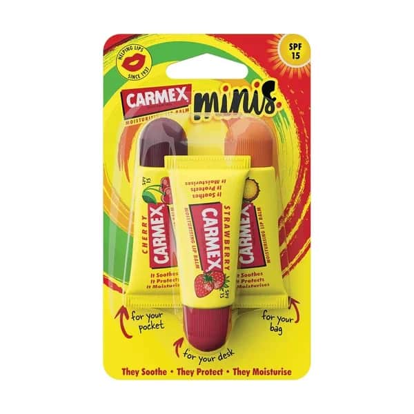 Carmex مجموعة مرطب الشفاه كارمكس ميني تريو من 3 قطع بعامل حماية من الشمس 15، 15 جم
