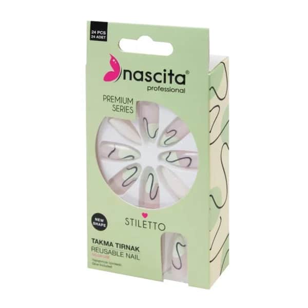 Nascita أظافر ناسيتا الصناعية باللون الأخضر 24 قطعة