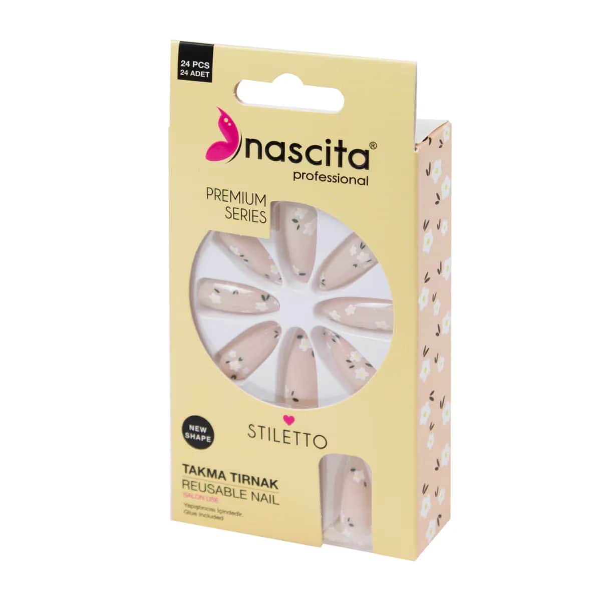 Nascita أظافر ناسيتا الاصطناعية على شكل زهرة 24 قطعة