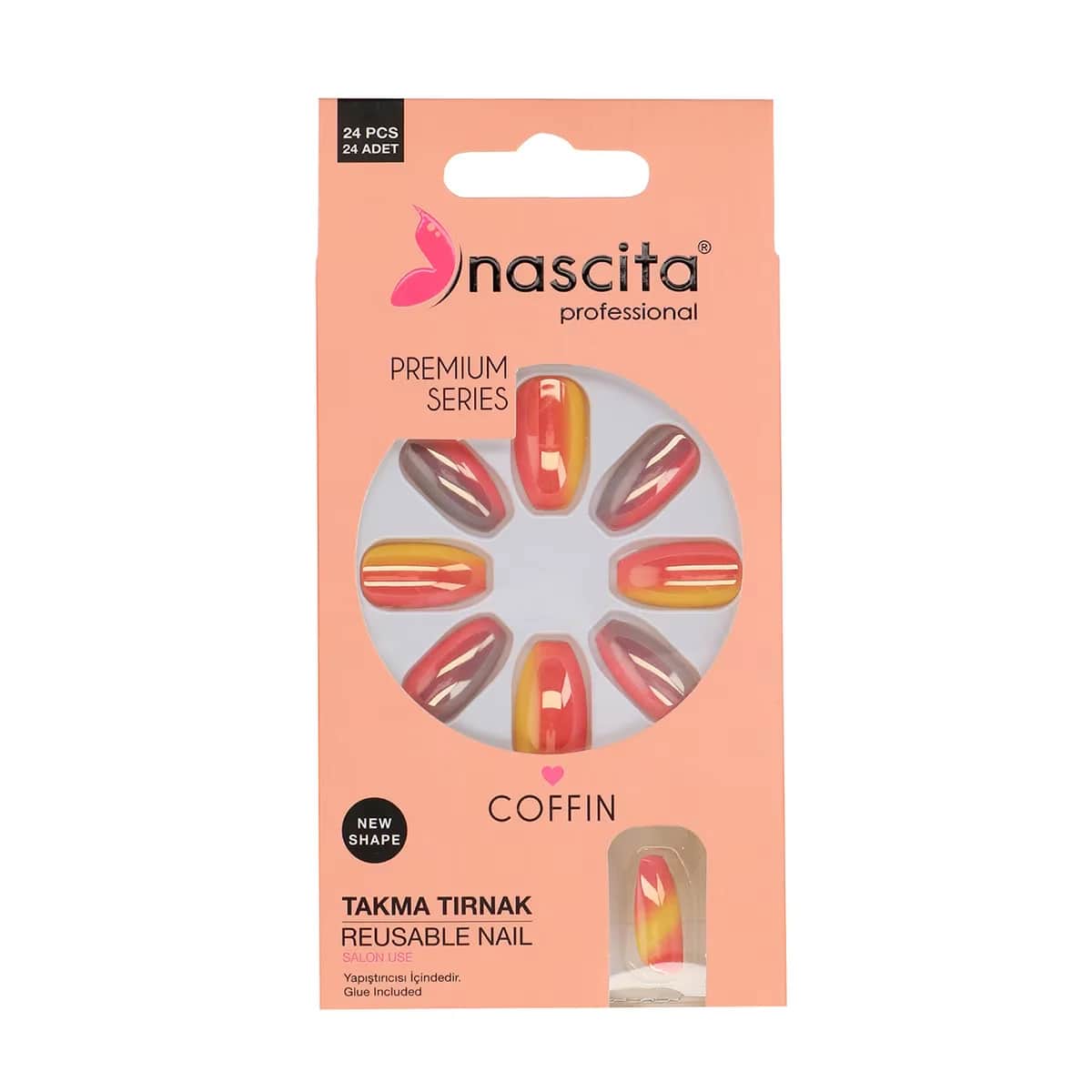 Nascita أظافر ناسيتا الصناعية بلون التابوت عبوة من ٢٤ قطعة جودة ممتازة