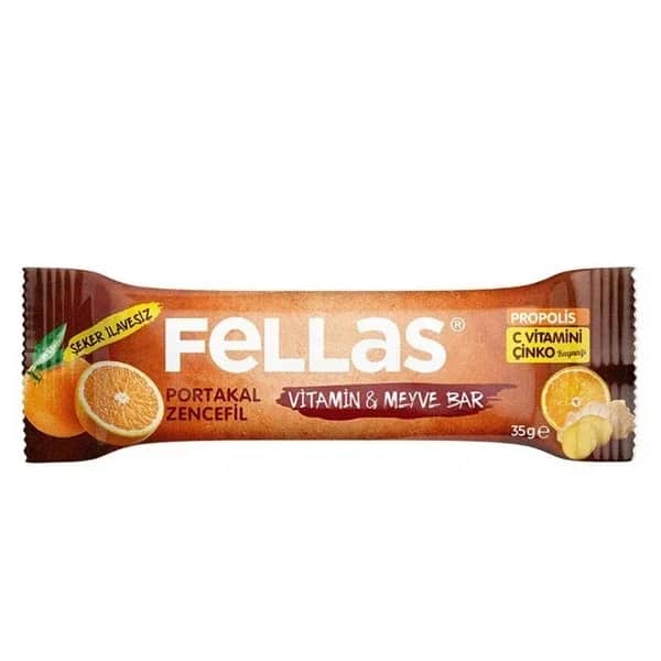 Fellas فيلاس بار فيتامينات وفواكه برتقال وزنجبيل 35 غرام