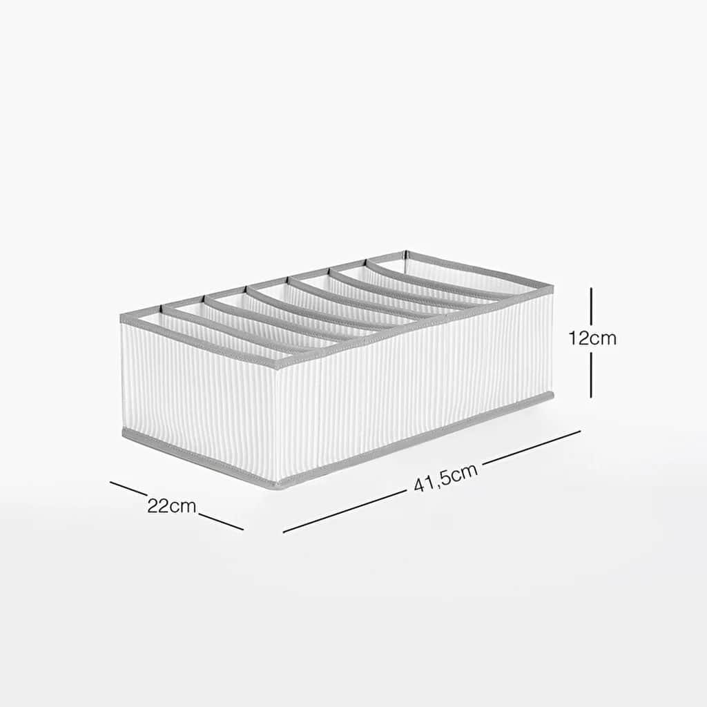 Ocean Home منظم أدراج مخطط رمادي من أوشن هوم، 7 حجرات، 22 × 41.5 × 12 سم