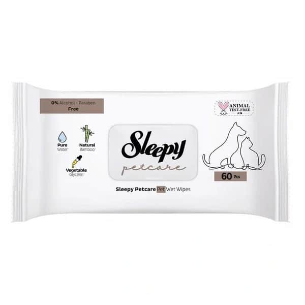 مناديل رطبة للعناية بالحيوانات الأليفة 60 قطعة من سليبي Sleepy