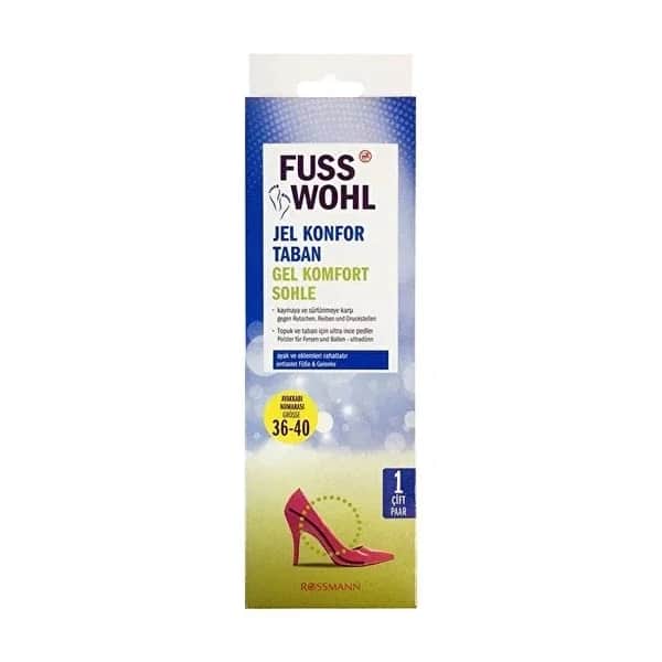 Fusswohl نعل داخلي من جل فوسوهل مريح، قطعة واحدة