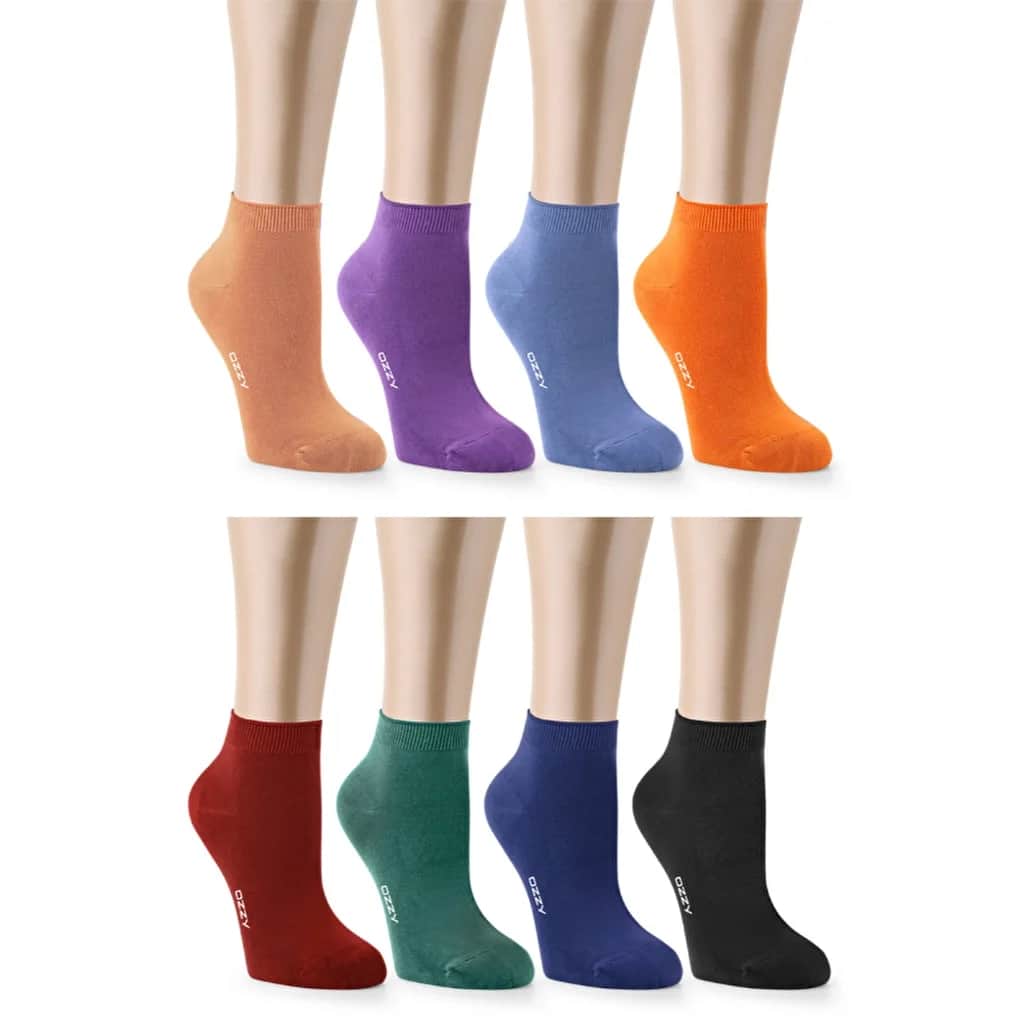 Ozzy Socks جوارب أوزي النسائية عبوة من 8 جوارب كاحل بدون درزات مصنوعة من الخيزران، مقاس 36/40
