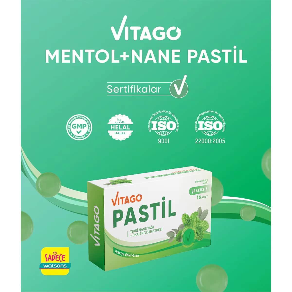 Vitago أقراص فيتاجو باستيلز الطبية بزيت النعناع والأوكالبتوس 16 قرصًا