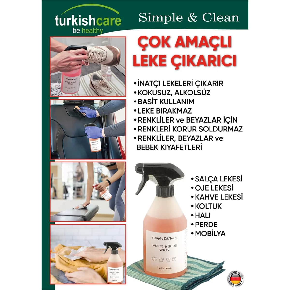 Turkishcare بخاخ مزيل البقع متعدد الأغراض من تركيش كير 500 مل