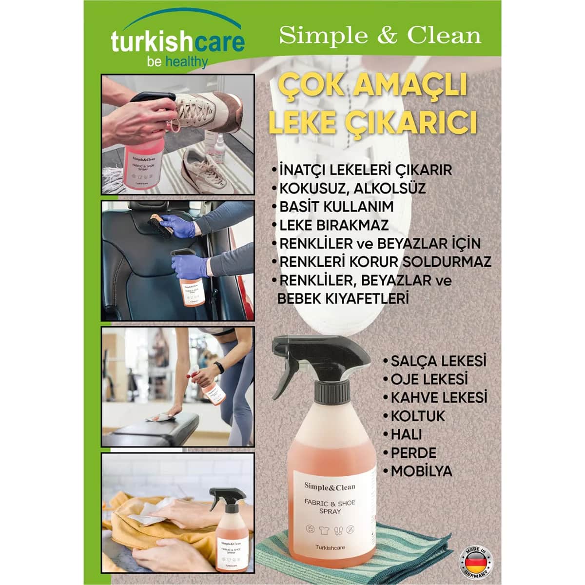 Turkishcare بخاخ مزيل البقع متعدد الأغراض من تركيش كير 500 مل