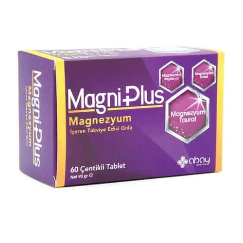 Abay أباي ماجني بلس مكمل غذائي من المغنيسيوم، 60 قرصًا مسننًا
