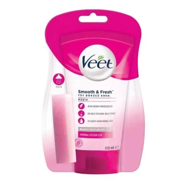 Veet كريم فيت لإزالة الشعر أثناء الاستحمام للبشرة العادية 150 مل مع إسفنجة هدية