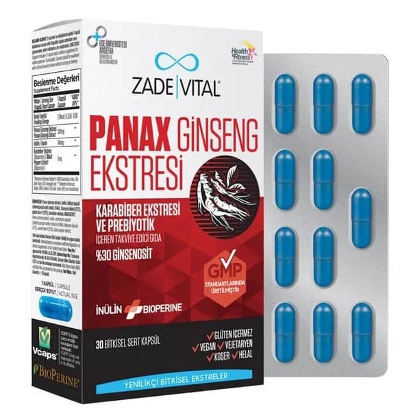 Zade Vital كبسولات عشبية من مستخلص الجينسنغ باناكس من زاد فيتال، 30 كبسولة