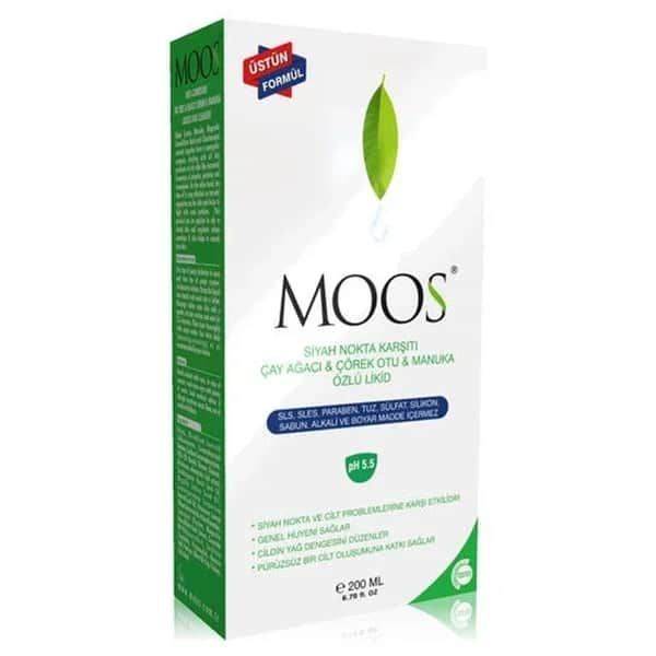 Moos جل غسول الوجه موس بخلاصة شجرة الشاي والكمون الأسود للرؤوس السوداء 200 مل