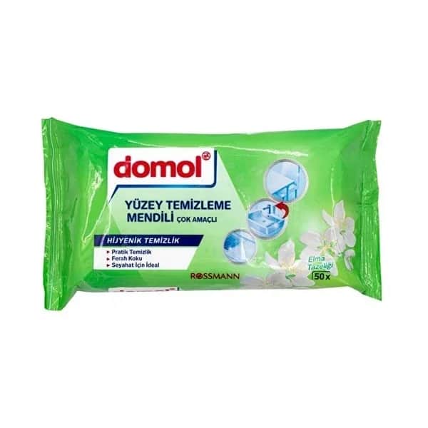 Domol مناديل دومول لتنظيف الأسطح برائحة التفاح المنعشة 50 قطعة