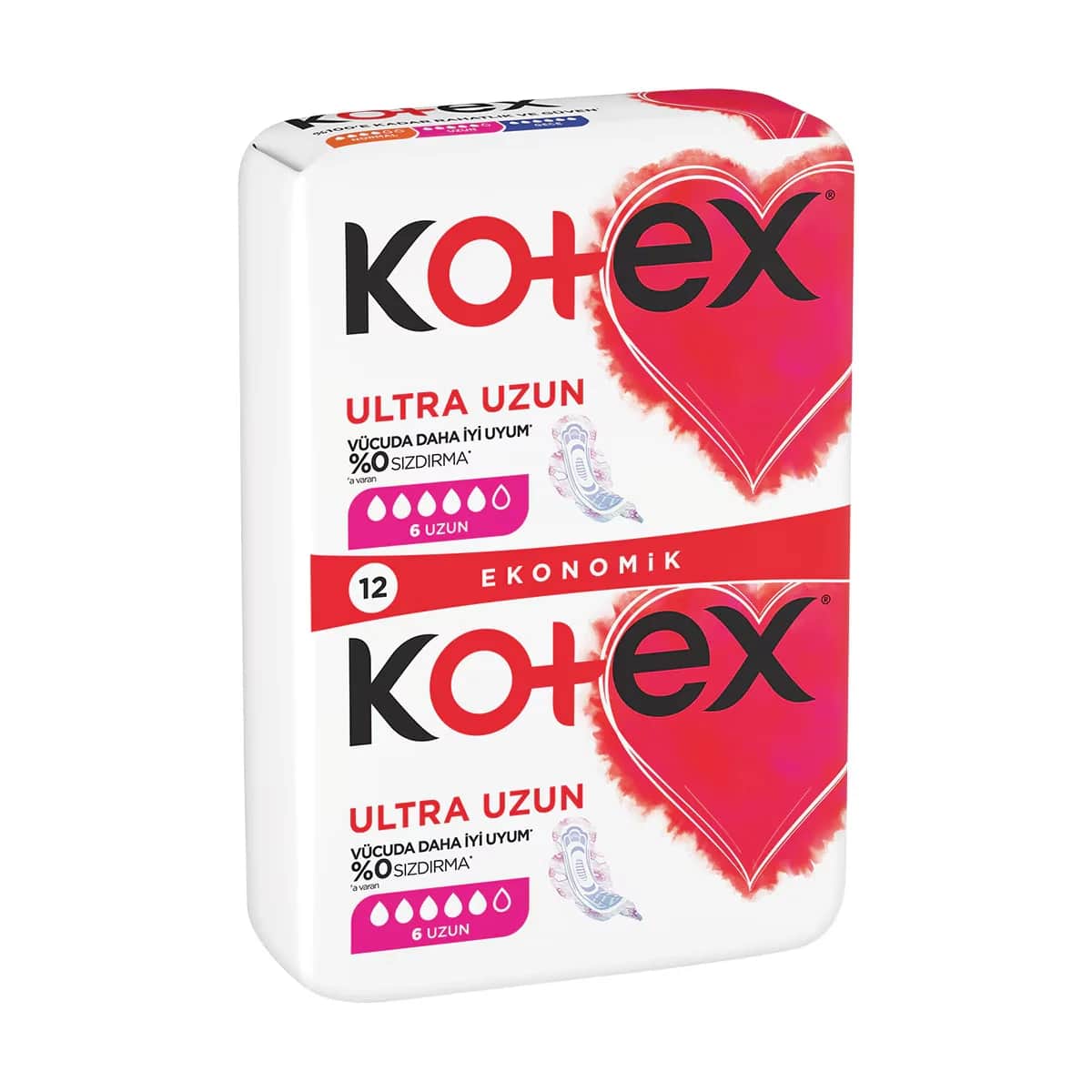 Kotex كوتكس فوط صحية مزدوجة طويلة للغاية، عبوة من 12 قطعة