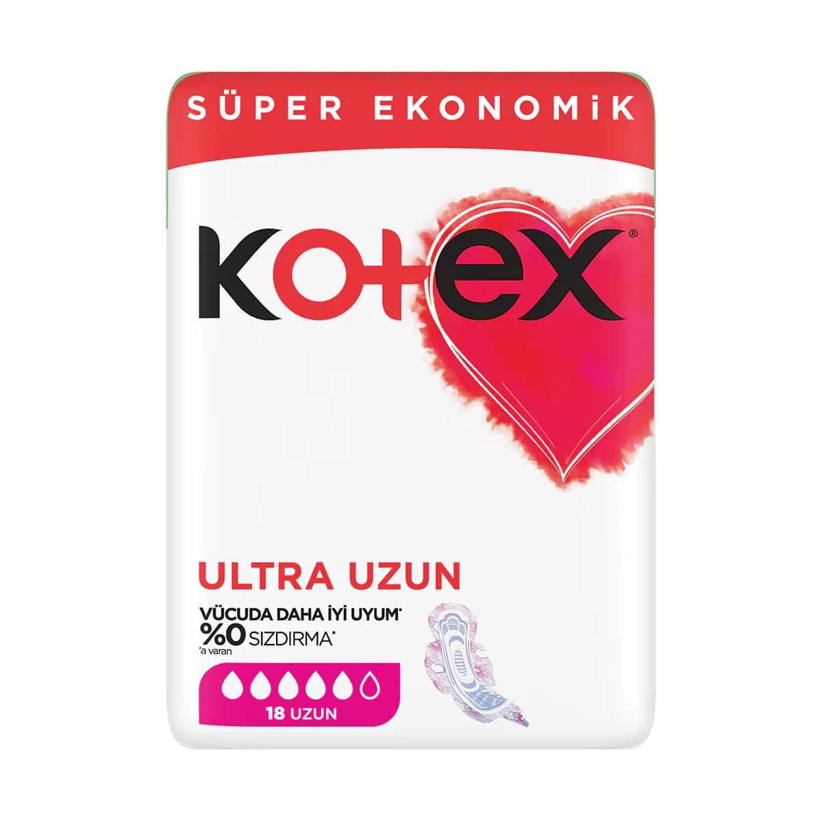 Kotex فوط كوتكس الصحية الطويلة جدًا 18 قطعة