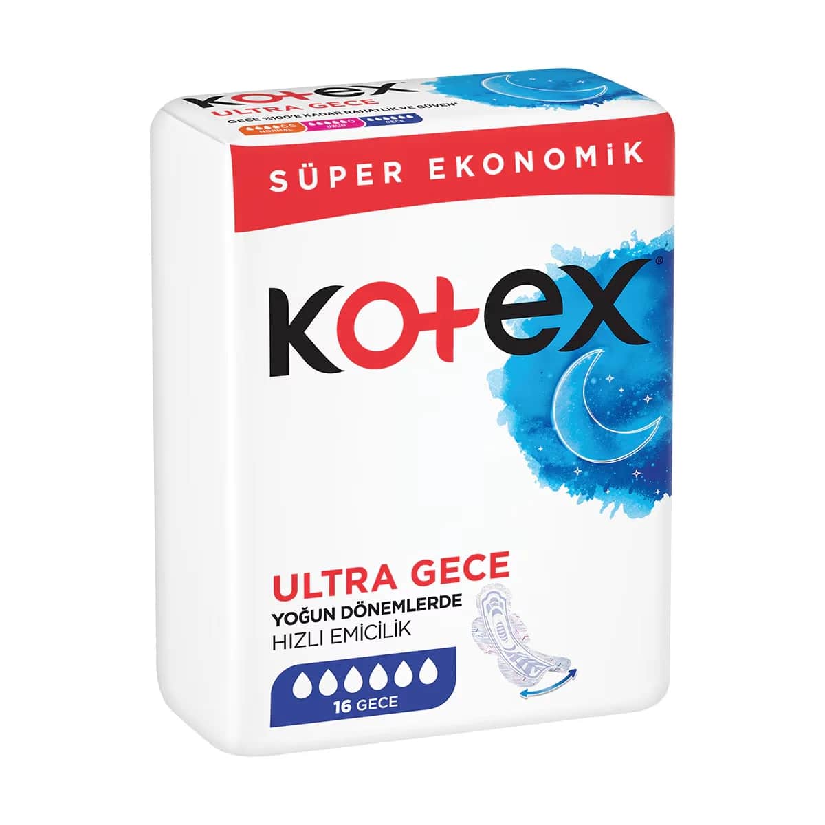 Kotex فوط صحية كوتكس ألترا نايت الليلية، 16 قطعة، اقتصادية للغاية