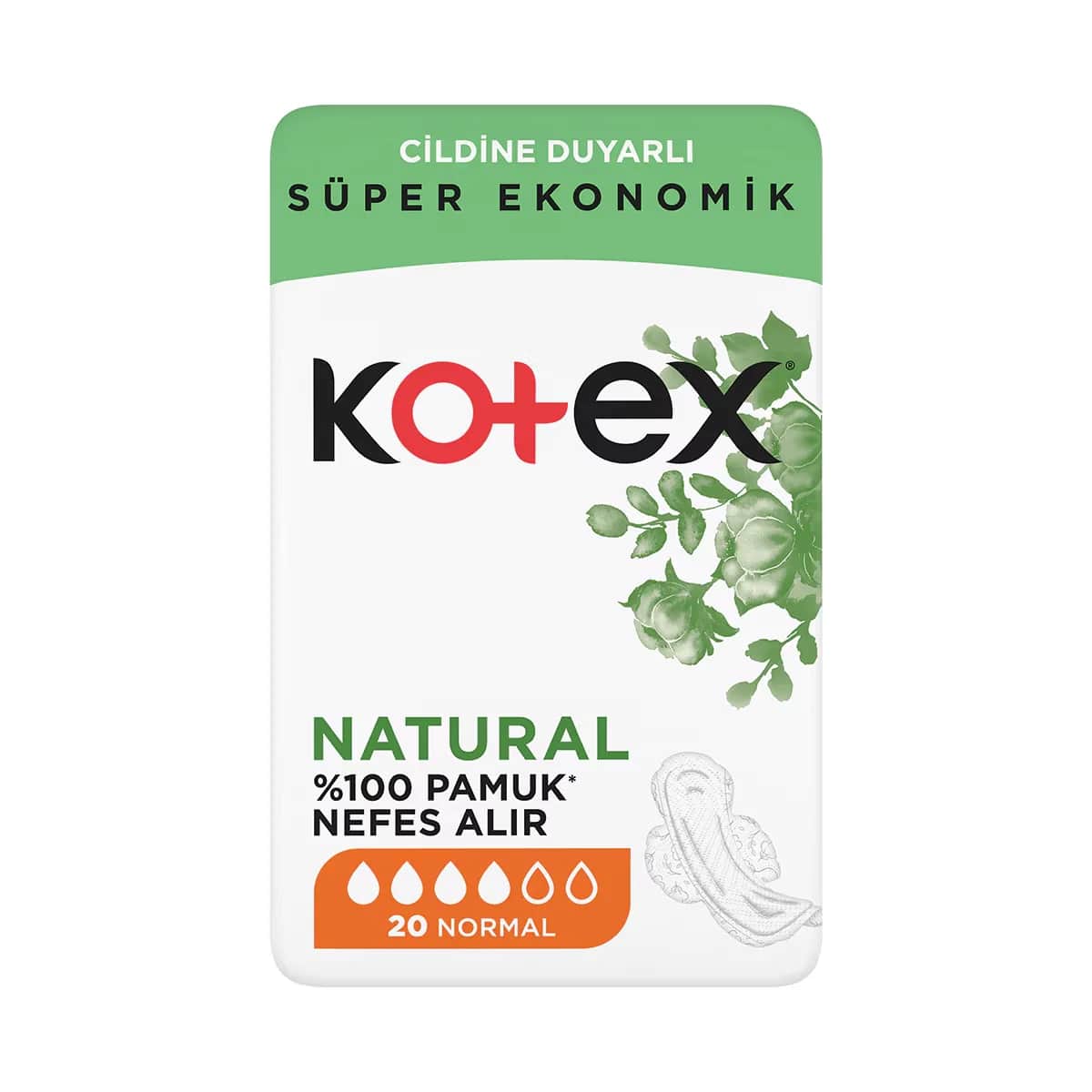 Kotex فوط صحية كوتكس ناتشورال ألترا كوادرو العادية، 20 قطعة