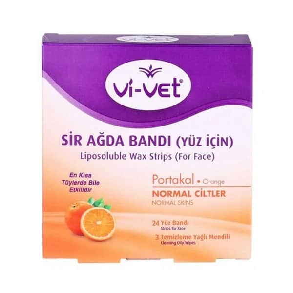 Vi-vet مجموعة شرائح شمع الوجه فيفيت باللون البرتقالي، ٢٤ شريحة
