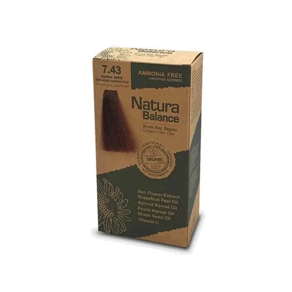 Natura Balance صبغة شعر كريم ناتورا بالانس أشقر نحاسي 7.43، قطعة واحدة