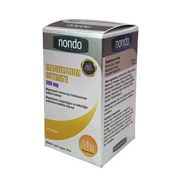 Nondo نوندو فيتامينات سترات المغنيسيوم 300 ملغ 60 قرصًا