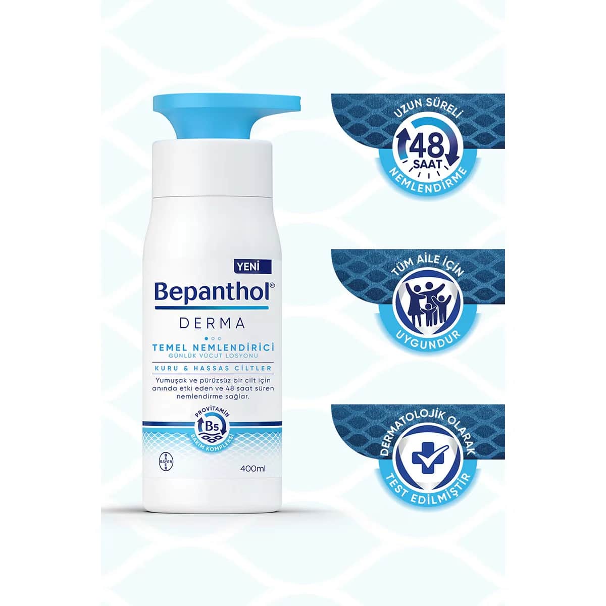 Bepanthol لوشن بيبانثول ديرما الأساسي المرطب اليومي للجسم 400 مل