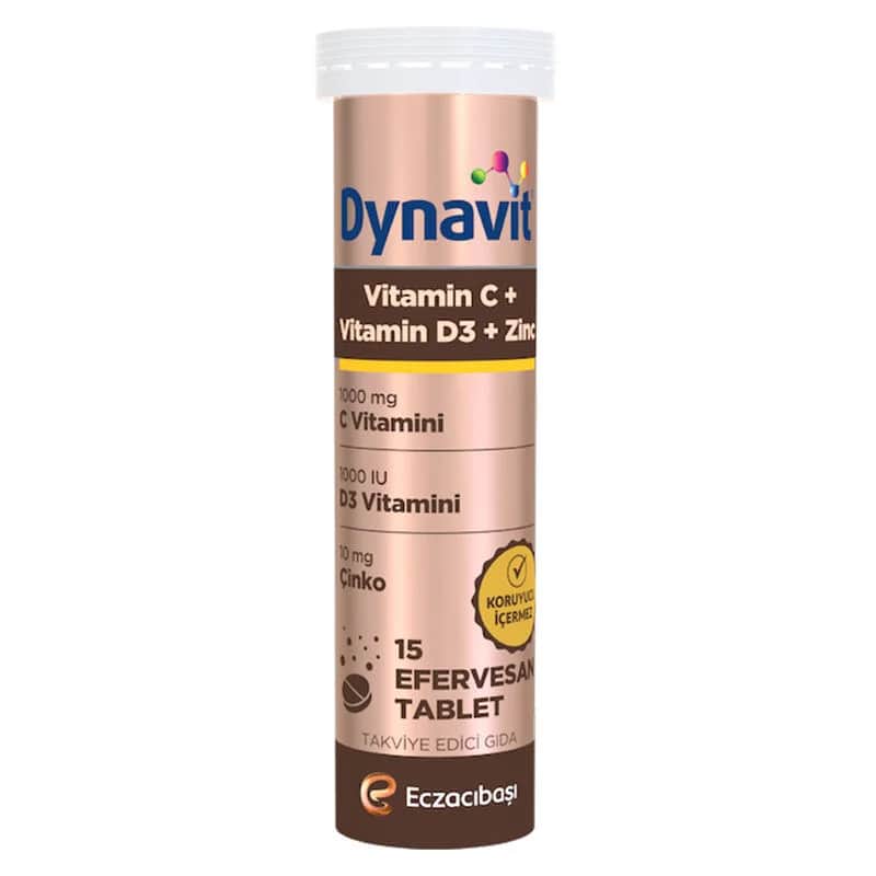 Dynavit دينافيت فيتامين سي + فيتامين د3 + زنك 15 قرص فوار