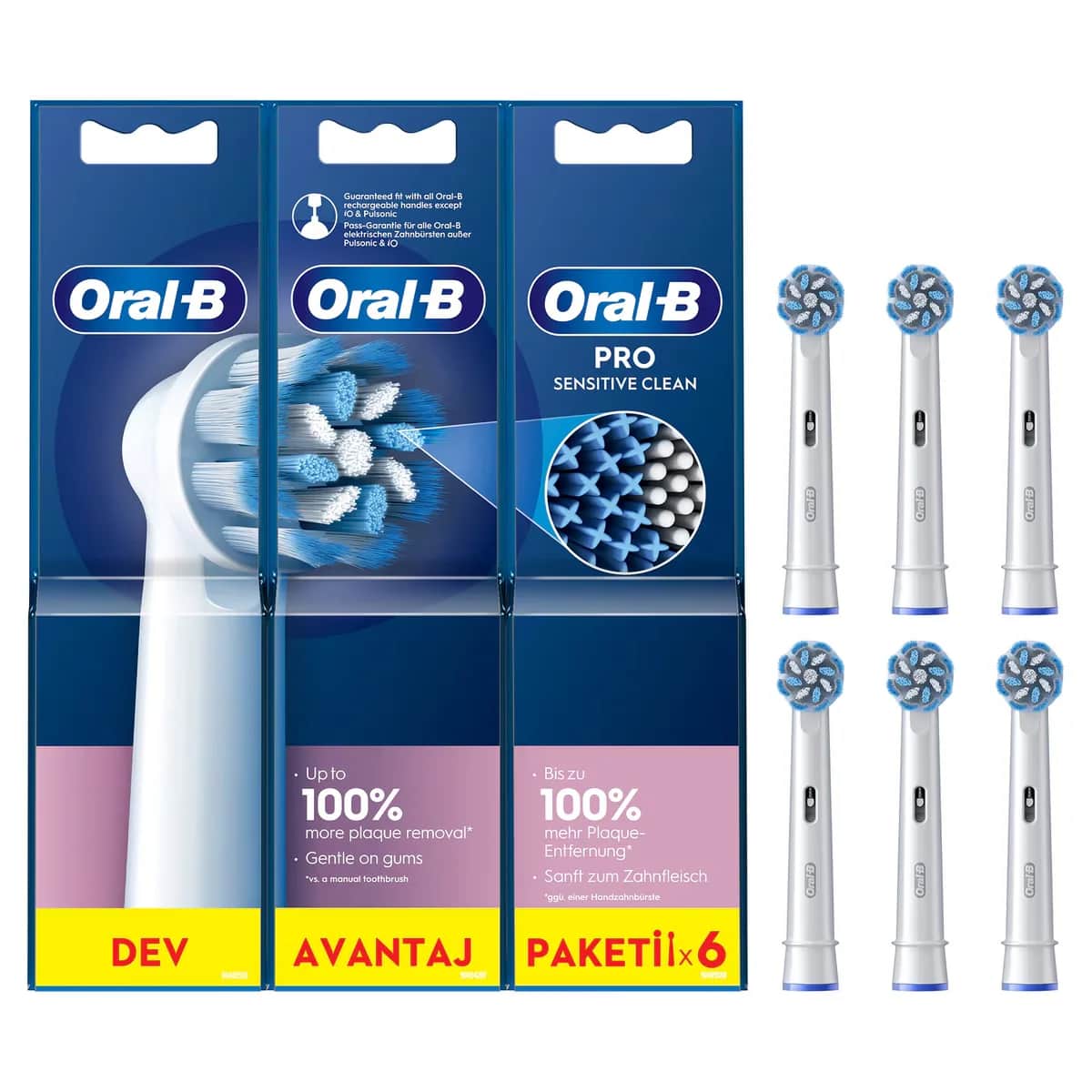 Oral-B رأس بديل لفرشاة الأسنان أورال-بي الحساسة، 6 قطع
