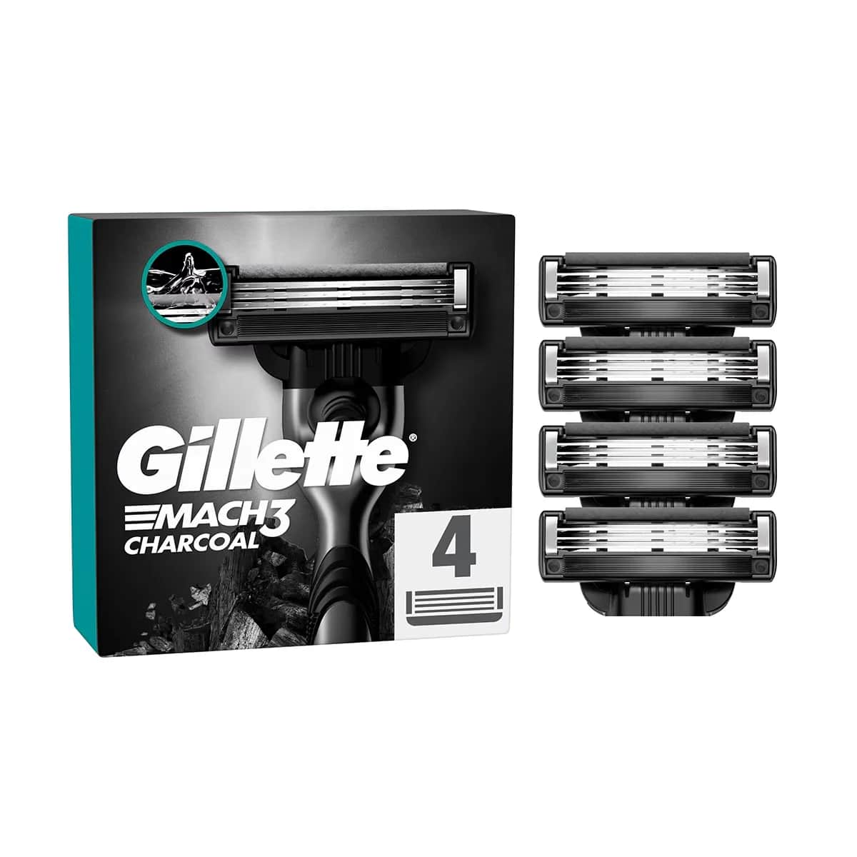 Gillette شفرات حلاقة جيليت ماك 3 بالفحم 4 قطع