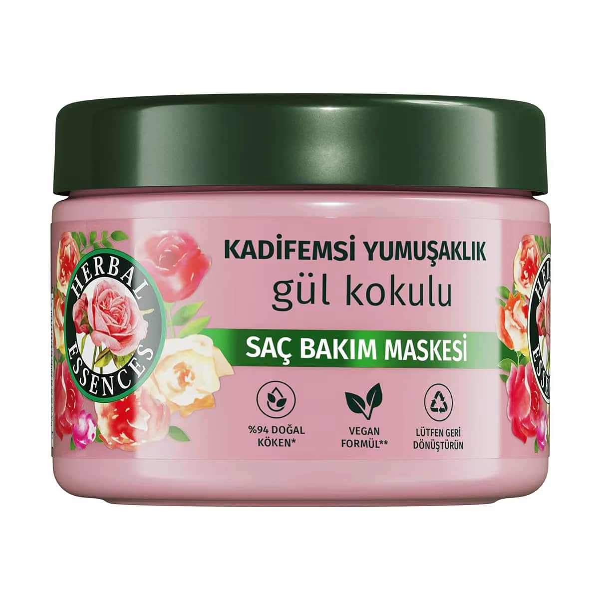 Herbal Essences قناع العناية بالشعر برائحة الورد من هيربل إسنسز، نعومة مخملية، 300 مل