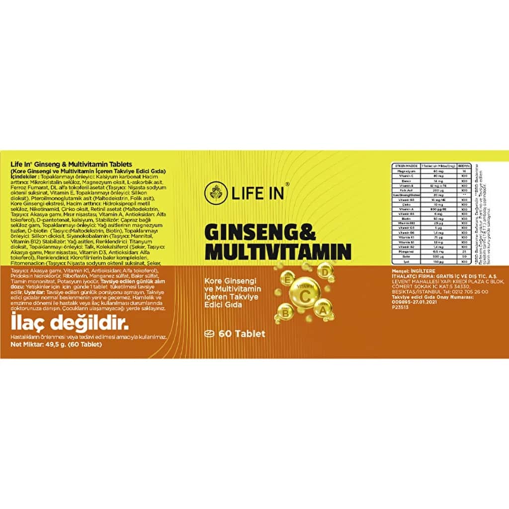 Life In Ginseng &amp; Multivitamin Tablets 60 pcs
