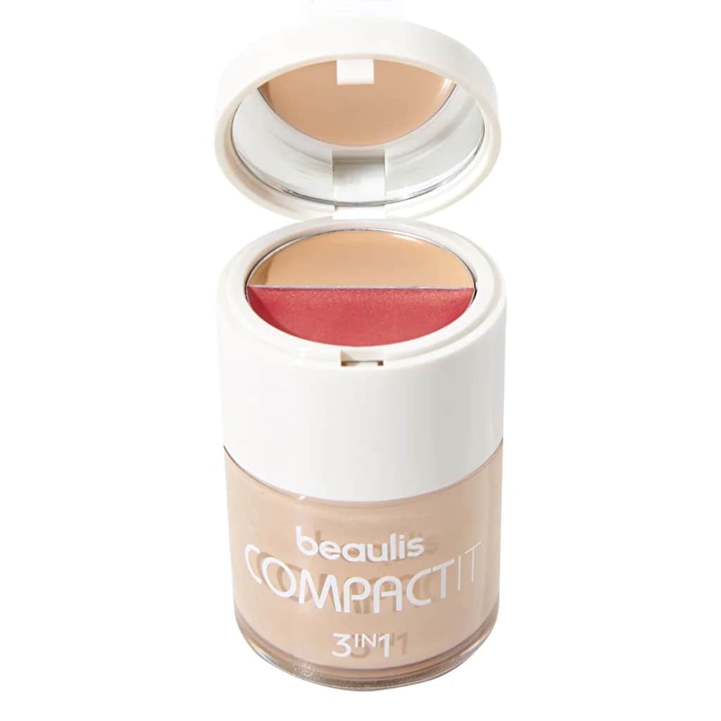 Beaulis كريم أساس وأحمر خدود وخافي عيوب من بيوليس كومباكت إت، رقم 108، إحساس رملي