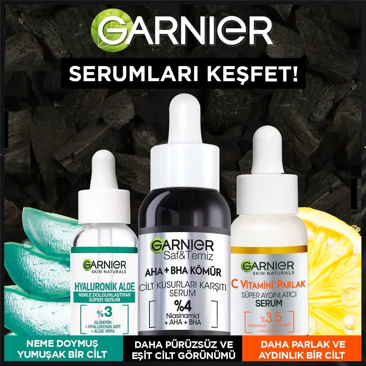Garnier Aktivkohle AHA+BHA Anti-Aging Serum für Hautunreinheiten 30ml