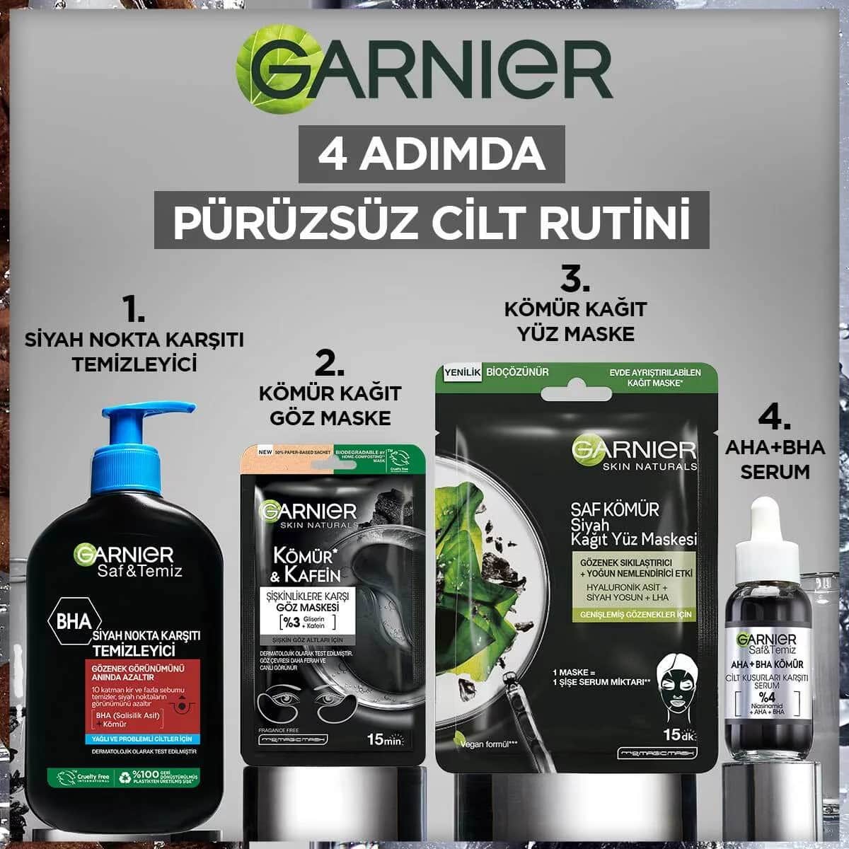Маска для глаз Garnier бумажная с углем и кофеином против отечности 1 шт.