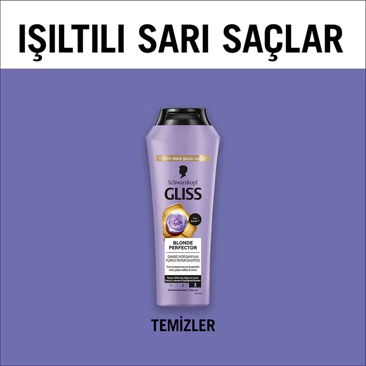 Шампунь Gliss Blonde Perfector Анти-оранжевый Ремонт с Пептидом и Экстрактом Черники 250 мл