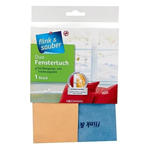 Flink &amp; Sauber Microfiber Glass Cloth 2 Surfaces, Single, 35 x 40 cm