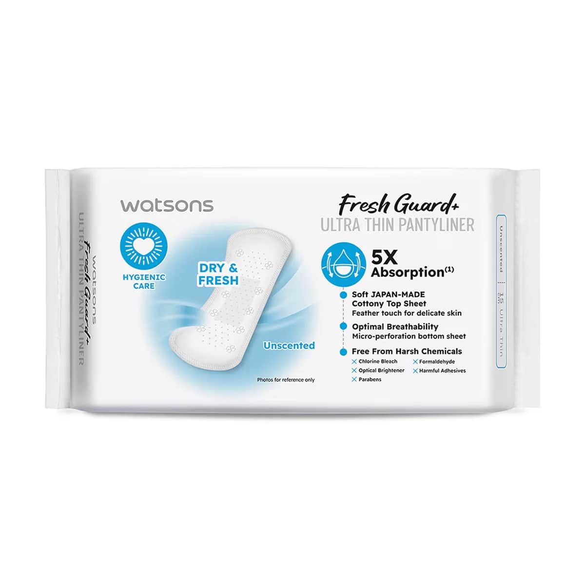 Watsons واتسونز فريش+ فوط صحية يومية رقيقة للغاية بدون رائحة، 40 قطعة