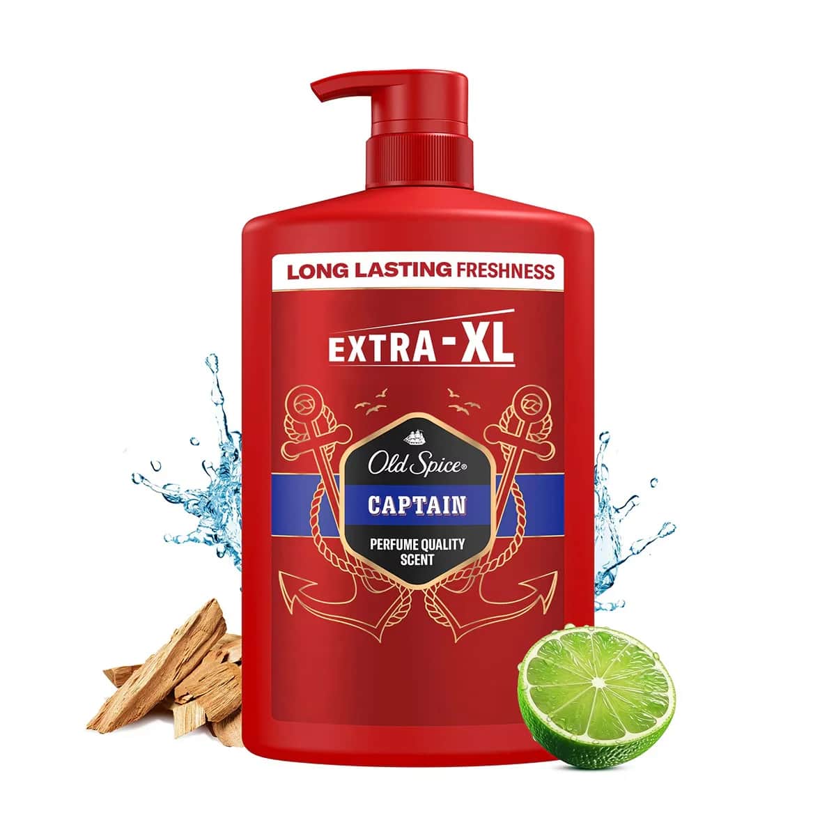 Old Spice جل الاستحمام والشامبو كابتن للرجال من أولد سبايس، 1000 مل، حجم كبير جدًا