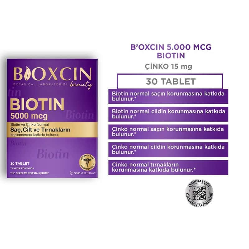 مكمل غذائي بيوتين 5000 ميكروغرام 30 قرص من بيوكسين Bioxcin