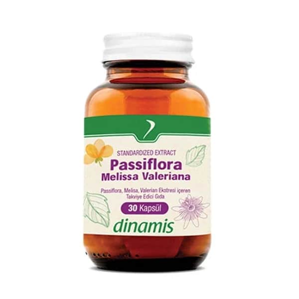 Food Supplement Containing Dinamis Passiflora Melissa Valeriana Extract 30 capsules