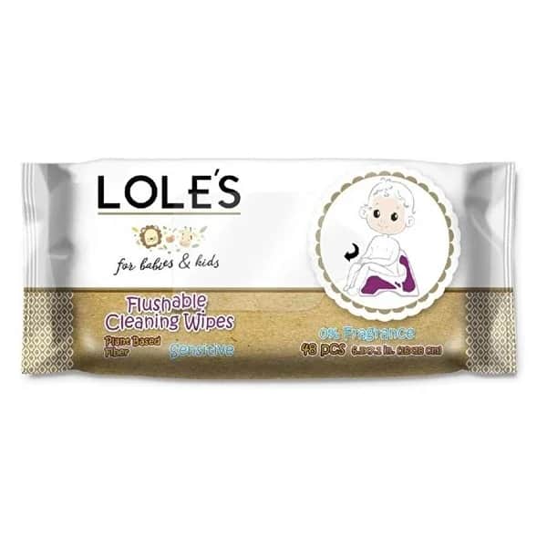 Lole's Baby Flushable Wet Wipes - 48 Count, Plant-Based &amp; Gentle