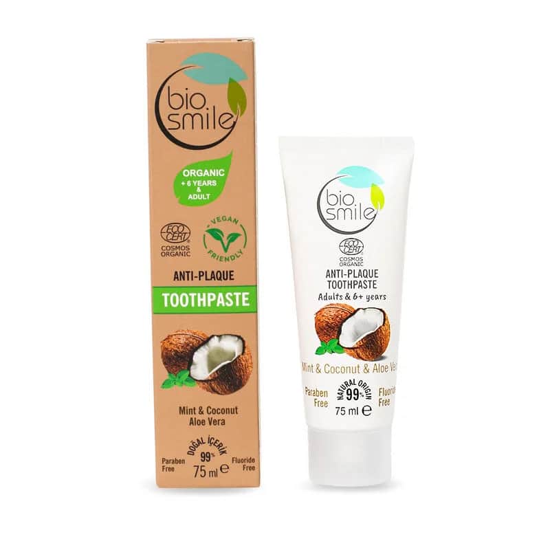 Biosmile Ecocert Organic Certified Anti-plaque Toothpaste With Mint &amp; Coconut Extract 75 ml