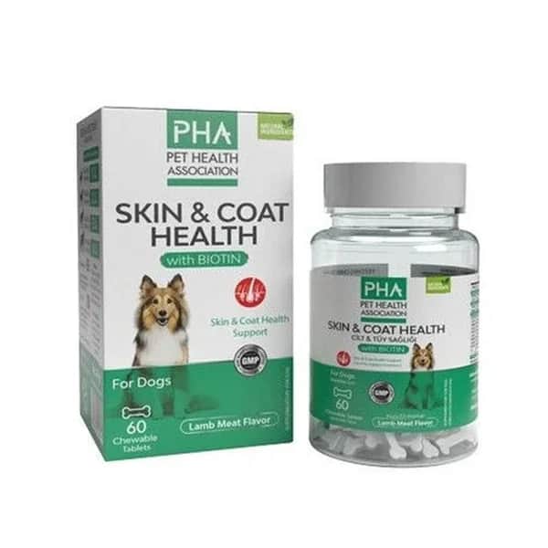 PHA Skin-Coat Tablets for Pets - 60 Count, Healthy Fur & Skin