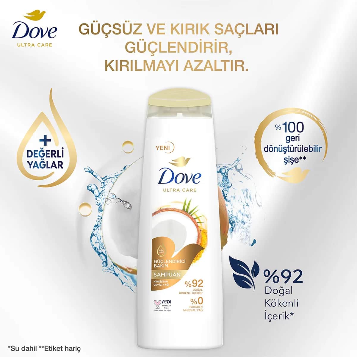Шампунь для волос Dove Ультра Уход Укрепляющий с кокосовым маслом 400 мл