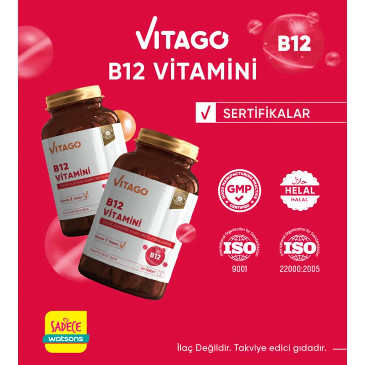 Vitago أقراص فيتاجو فيتامين ب12 ٥٠٠ ميكروغرام، ٦٠ قرصًا