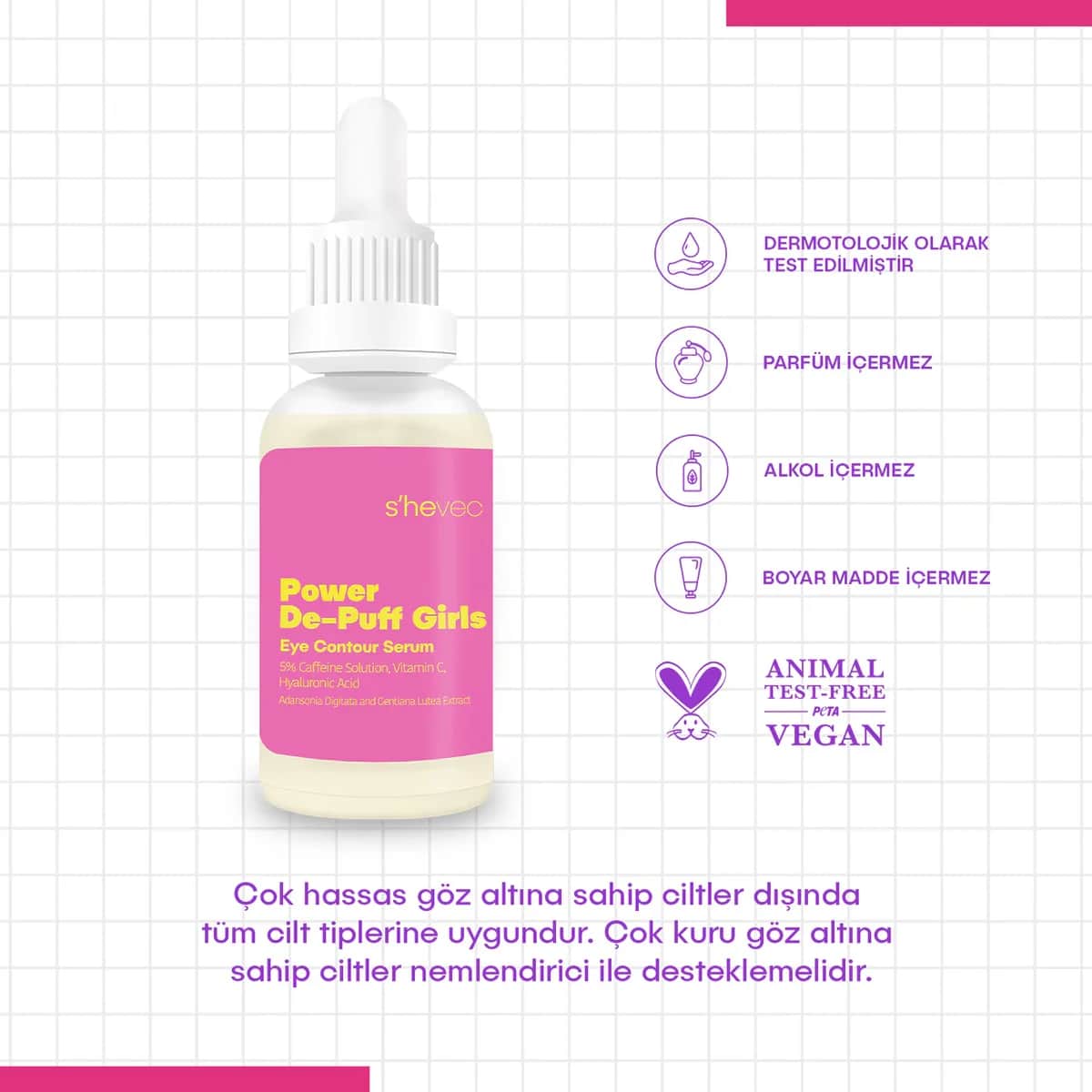 She Vec Power De Puff Girls Caffeine + Glutathione + Ha 30 ml