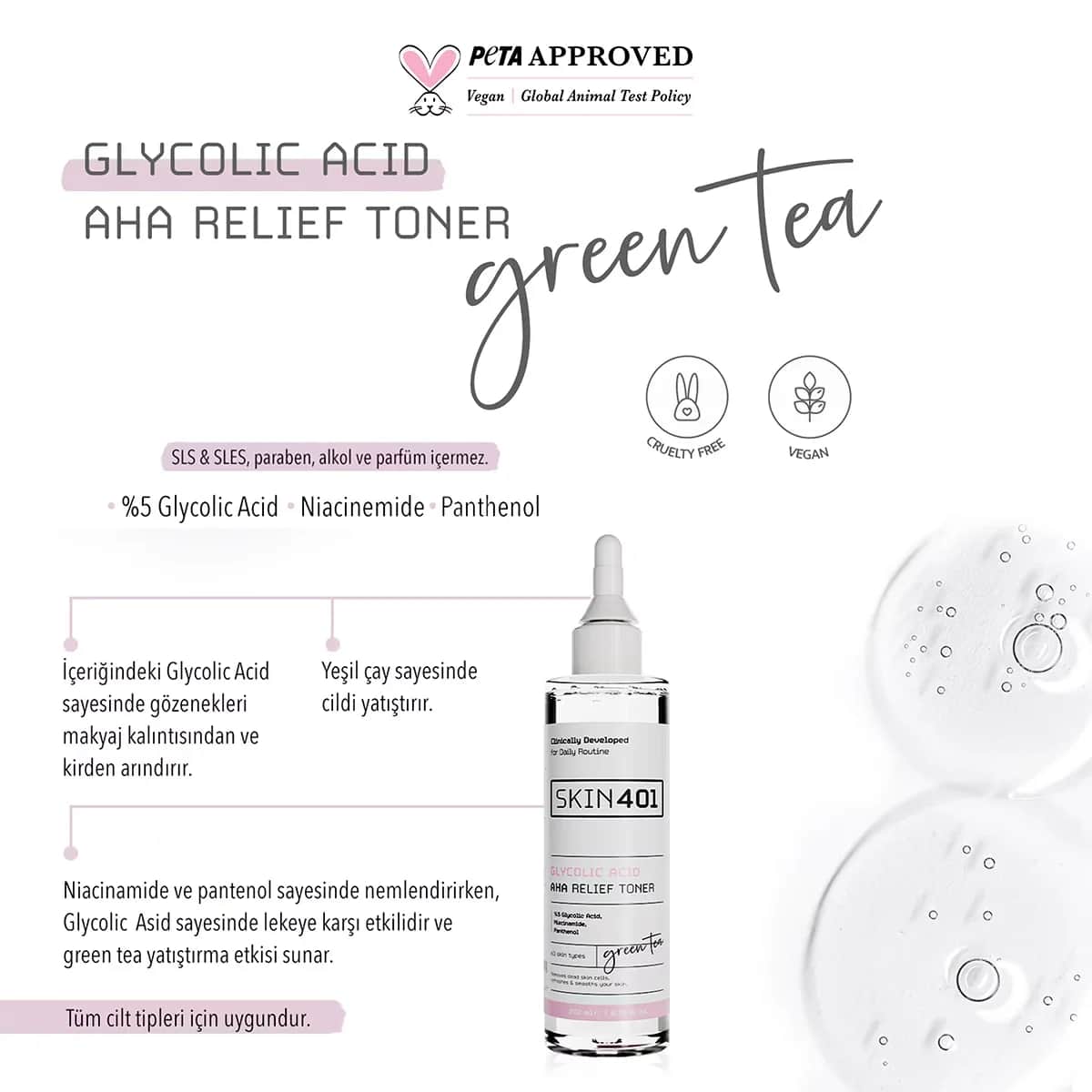 Skin401 AHA Relief Toner mit Glykolsäure 200ml