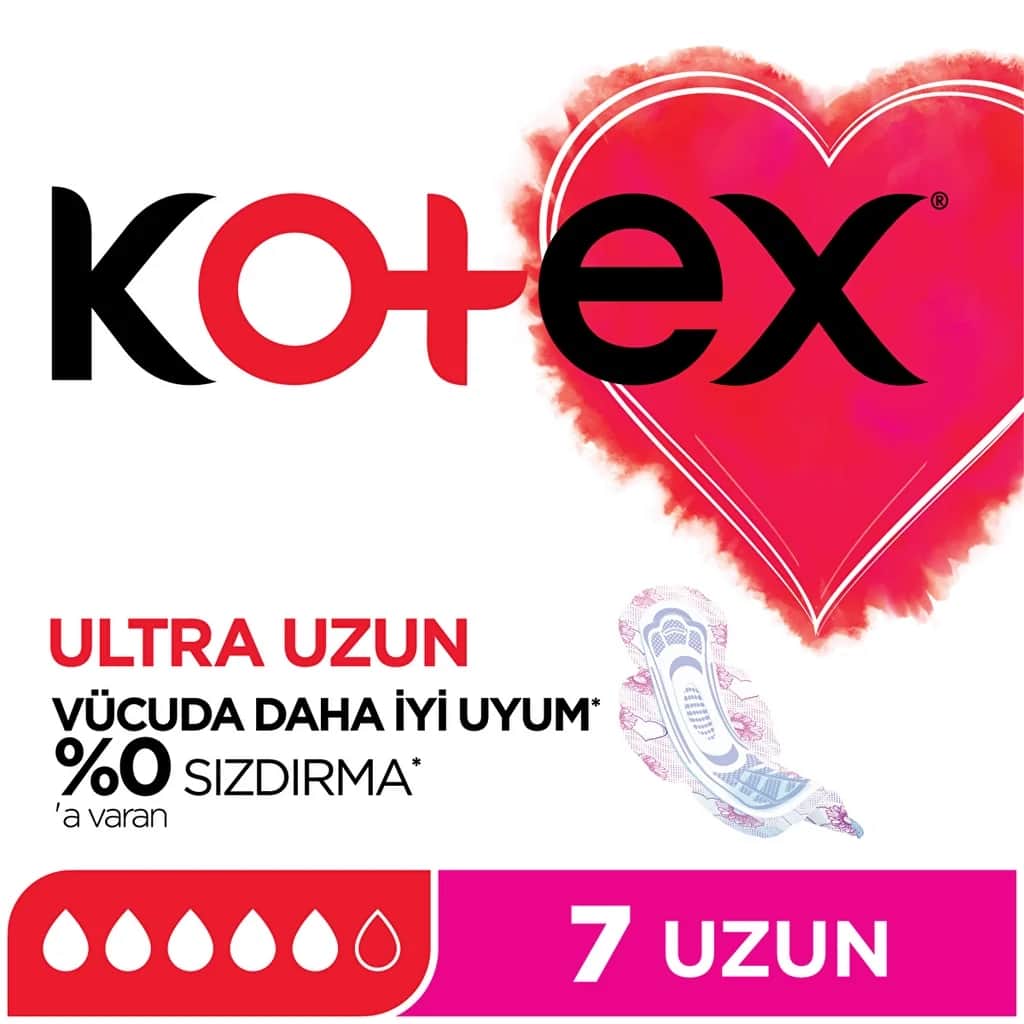 Kotex كوتكس فوط صحية طويلة مجنحة فائقة النعومة وجافة للغاية، 7 قطع