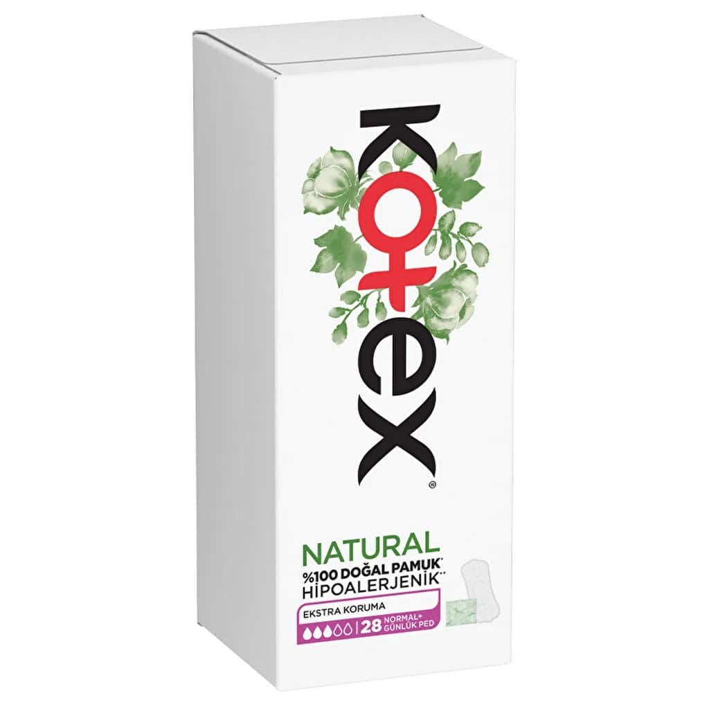 Kotex فوط كوتكس اليومية العادية الطبيعية حماية إضافية ٢٨ قطعة